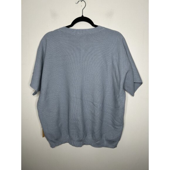 Cyrus Womens Blue Short Sleeve Round Neck Pullover Sweater Size XL NWT - Picture 4 of 10